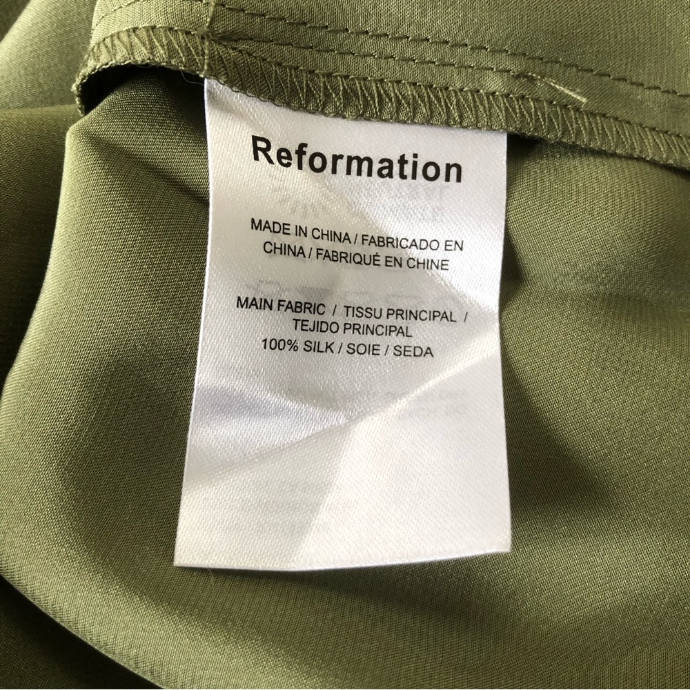 Reformation Kaye Silk Dress - Artichoke - Picture 7 of 8